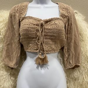American Eagle Crop Crochet Top